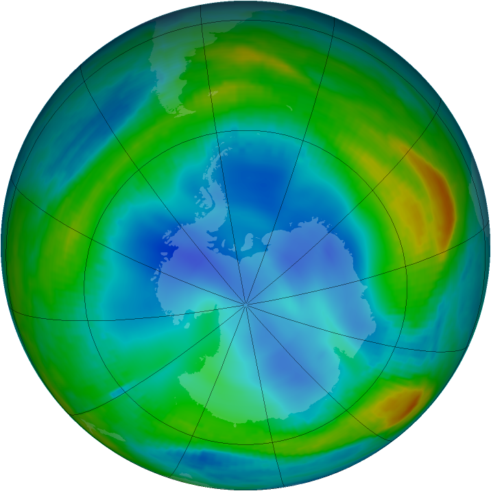 Antarctic ozone map for 23 July 1999